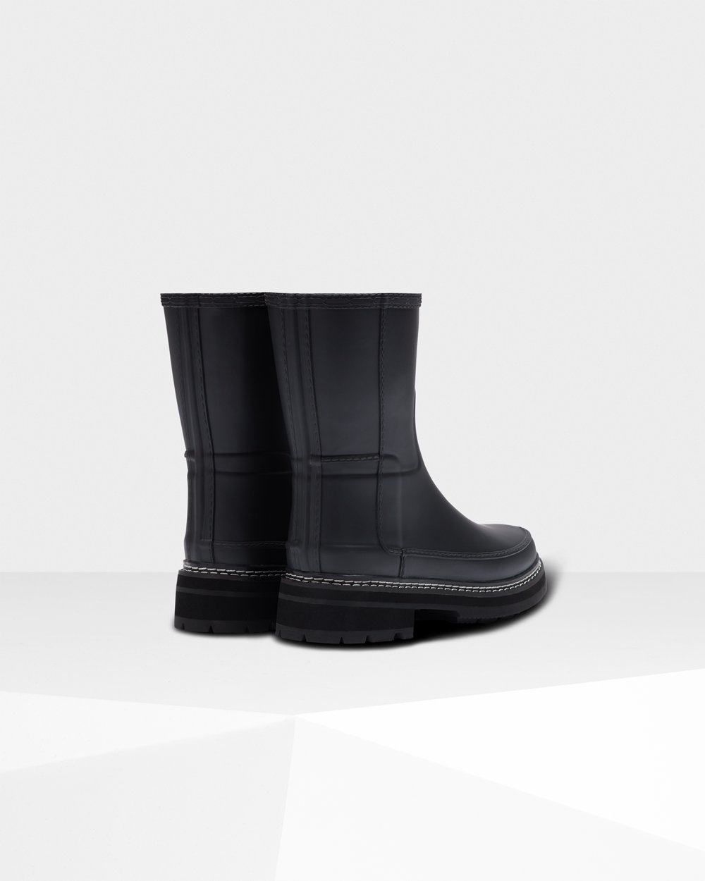 Women Hunter Refined Stitch Detail | Short Rain Boots Black | NZ-3726-IHND